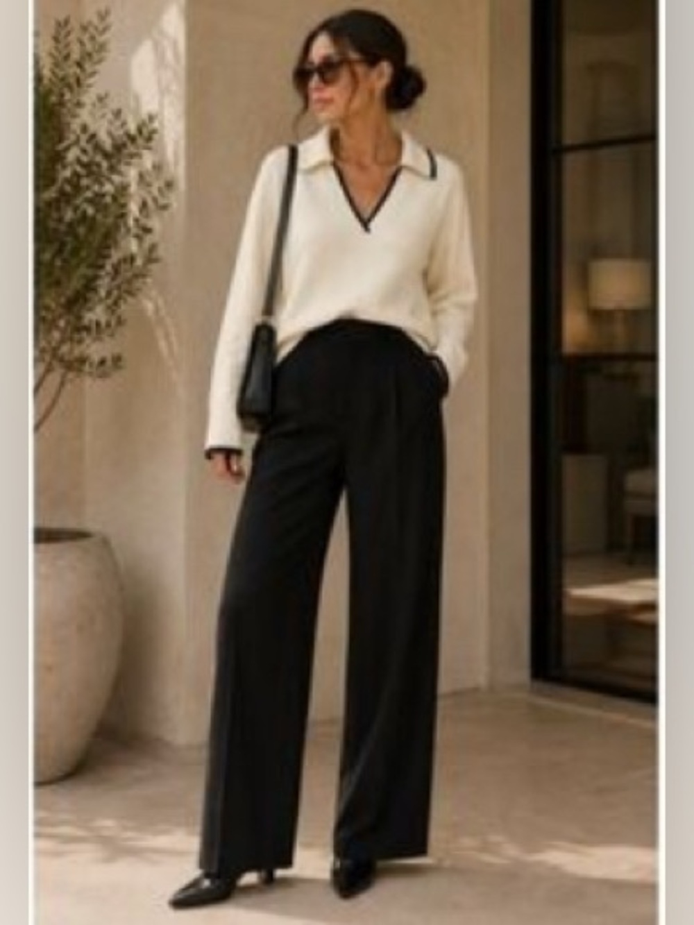 Veronica Beard Koko Cashmere Pullover Sweater Oatmeal Beige Black Trim